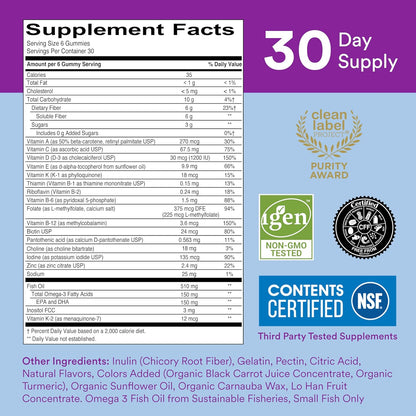 SmartyPants Complemento de Fibra y – Vitamina B12: La vitamina B12 contribuye al metabolismo energético normal. – Image 3