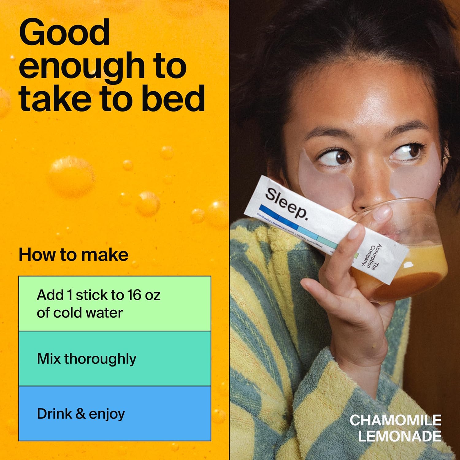 The Absorption Company Polvo para Dormir sin Melatonina - Calmante con Azafrán Liposomal, Magnesio y PharmaGABA, Sabor Limonada de Manzanilla, 7 sticks