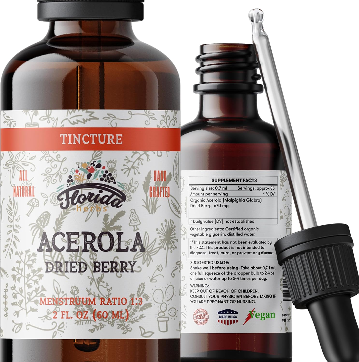 Tintura de Acerola Orgánica - Vitamina C Natural