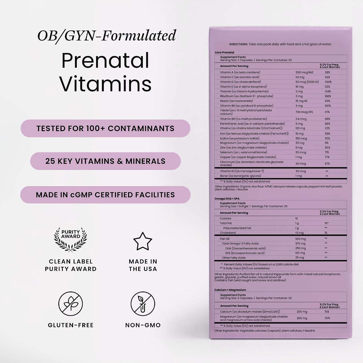 Perelel Pack Prenatal Segundo Trimestre - Multivitamínico con Magnesio, Omega 3, Hierro y Calcio, 30 Sobres Diarios