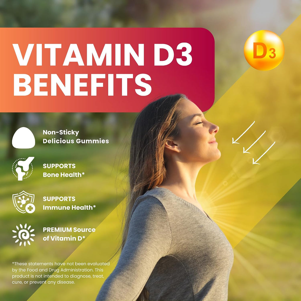 Zaytun Halal Vitamina D3 2000 UI Gomitas, Apoya la Salud Ósea e Inmune, 90 Gomitas Sabor Fruta Natural