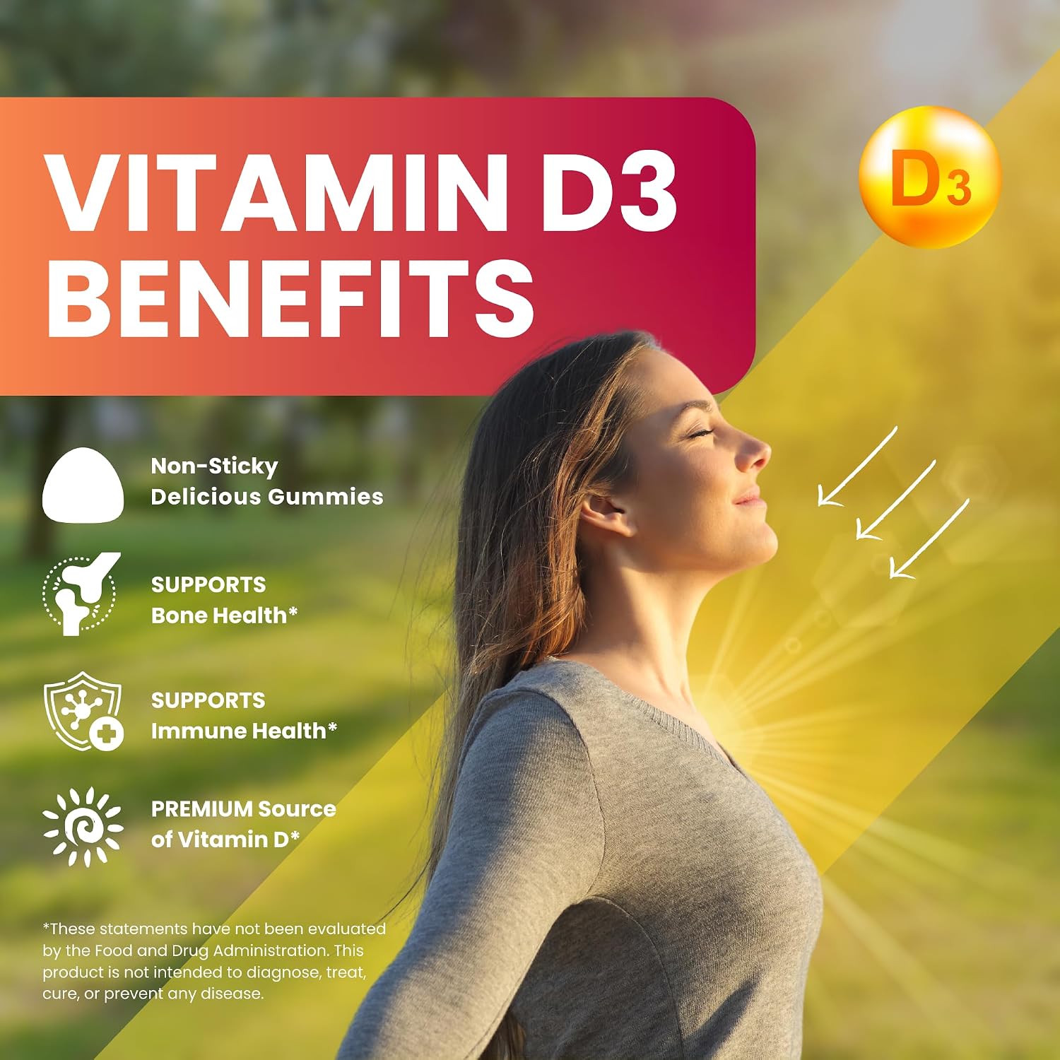 Zaytun Halal Vitamina D3 2000 UI Gomitas, Apoya la Salud Ósea e Inmune, 90 Gomitas Sabor Fruta Natural