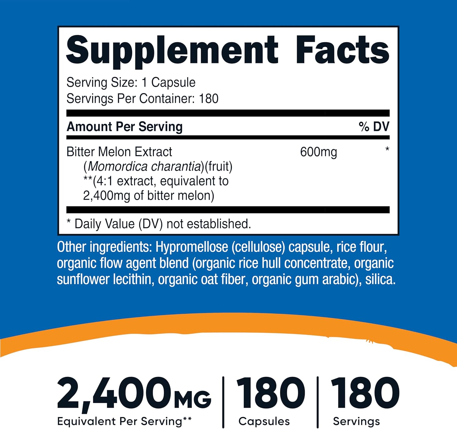 Nutricost Melón Amargo 600mg, 180 Cápsulas (3 Botellas)