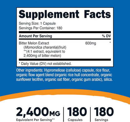 Nutricost Bitter Melon 600mg, 180 Cápsulas (3 Botellas) – Image 2