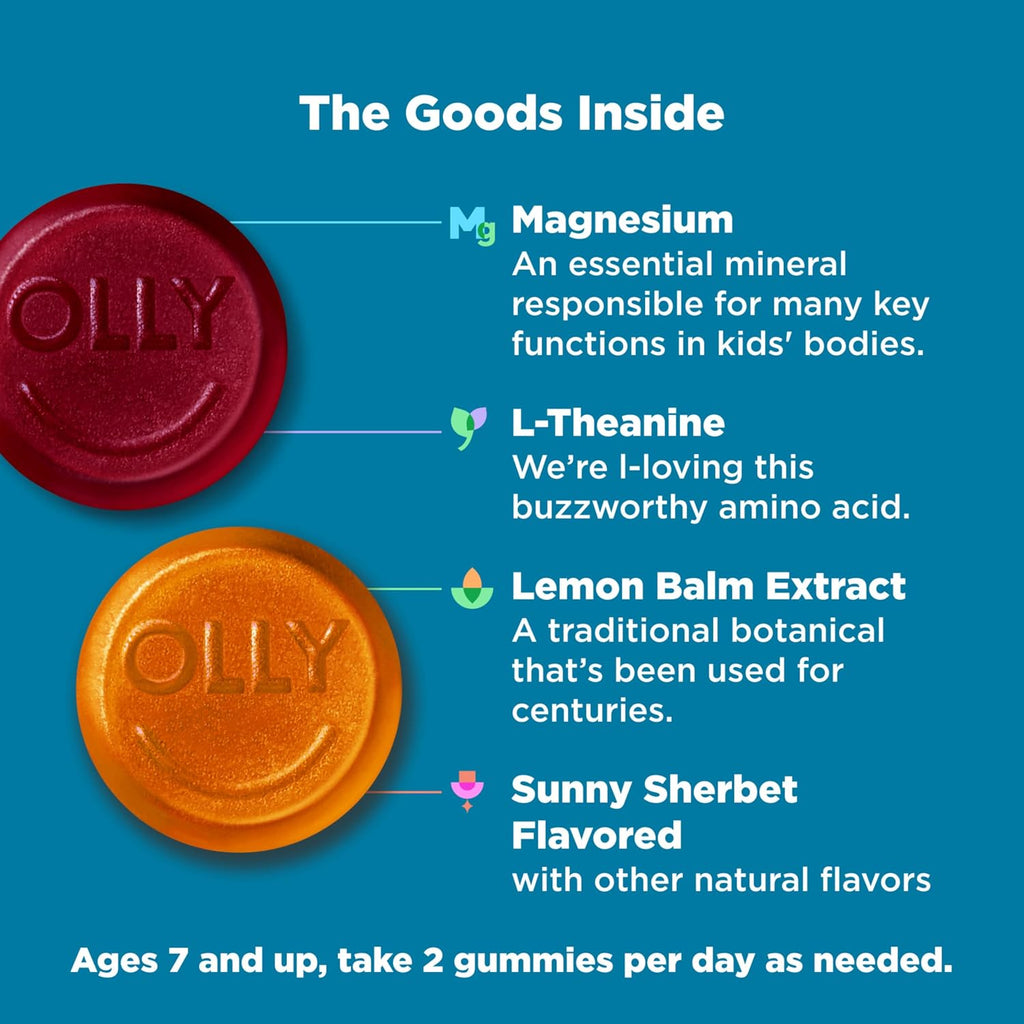 OLLY Kids Chillax Gummies - Suplemento Masticable con Magnesio, L-Teanina y Melisa para la Calma y Relajación* - 50 Gominolas