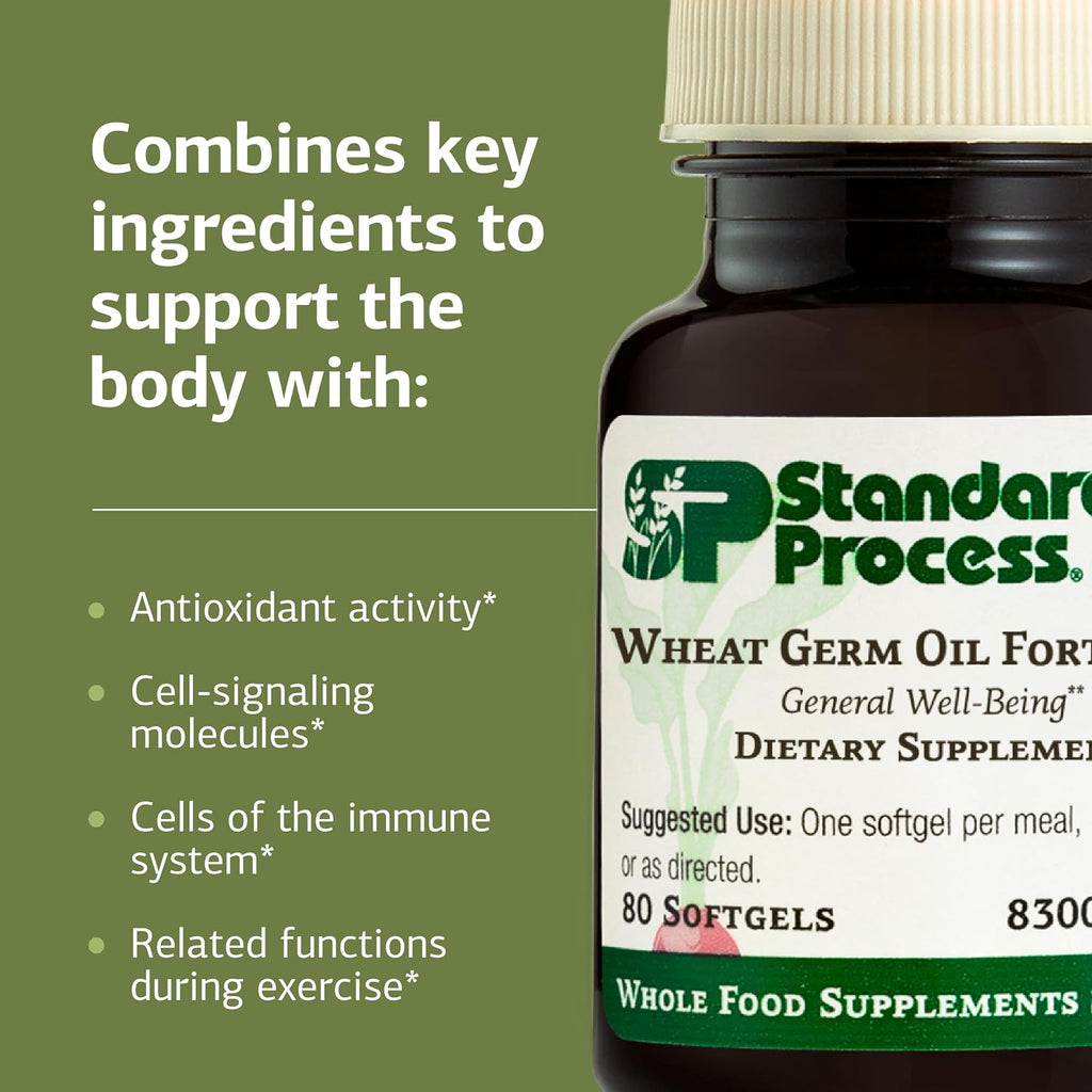 Standard Process Aceite de Germen de Trigo Fortificado - Vitamina E Natural 33.4 mg - 80 Cápsulas