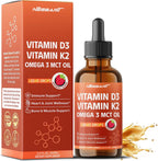 NESSARIT Vitamina D3 10.000 UI y K2 150 mcg Gotas Líquidas con Aceite MCT Omega 3 - Sabor Frambuesa - 60 ml