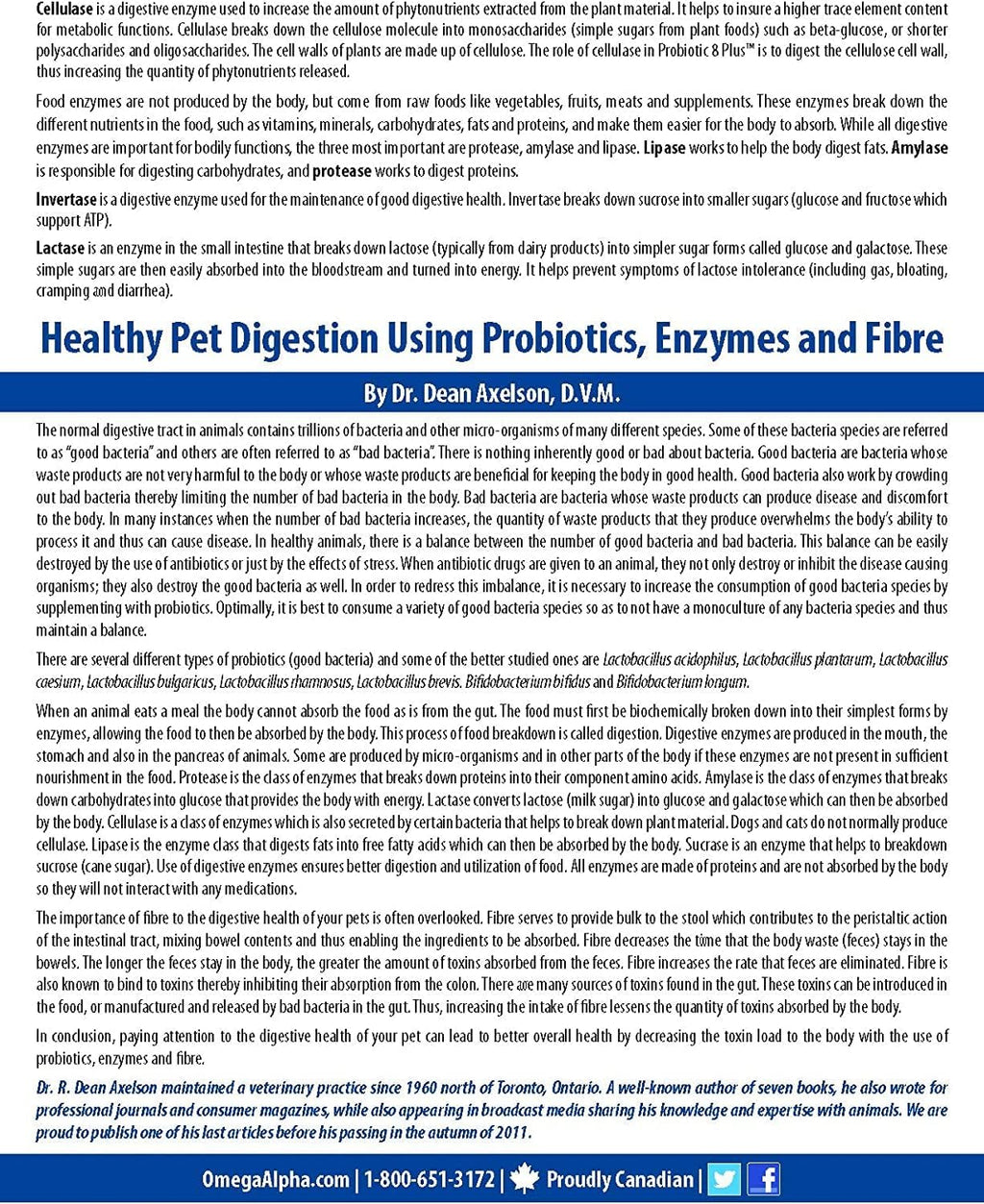 Probiotic 8 Plus Probióticos para Perros y Gatos | Enzimas y Fibra Digestiva | 1 kg