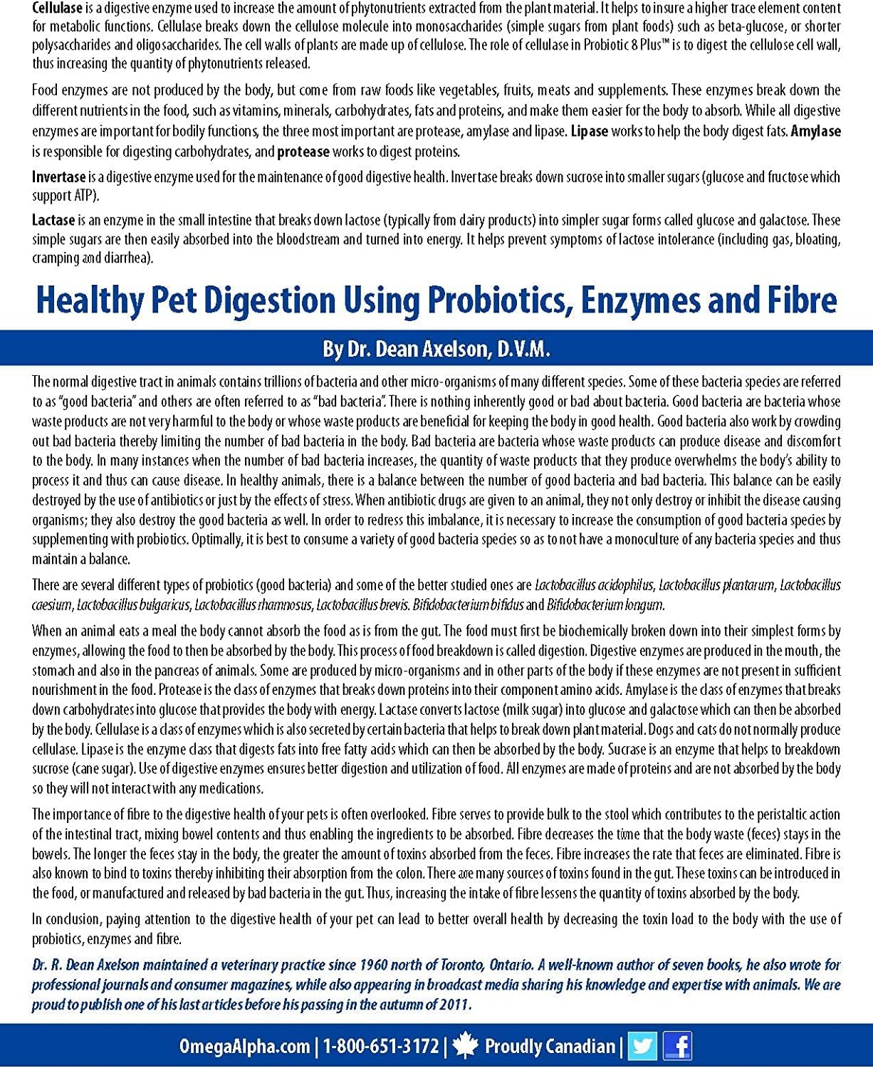 Probiotic 8 Plus Probióticos para Perros y Gatos | Enzimas y Fibra Digestiva | 1 kg
