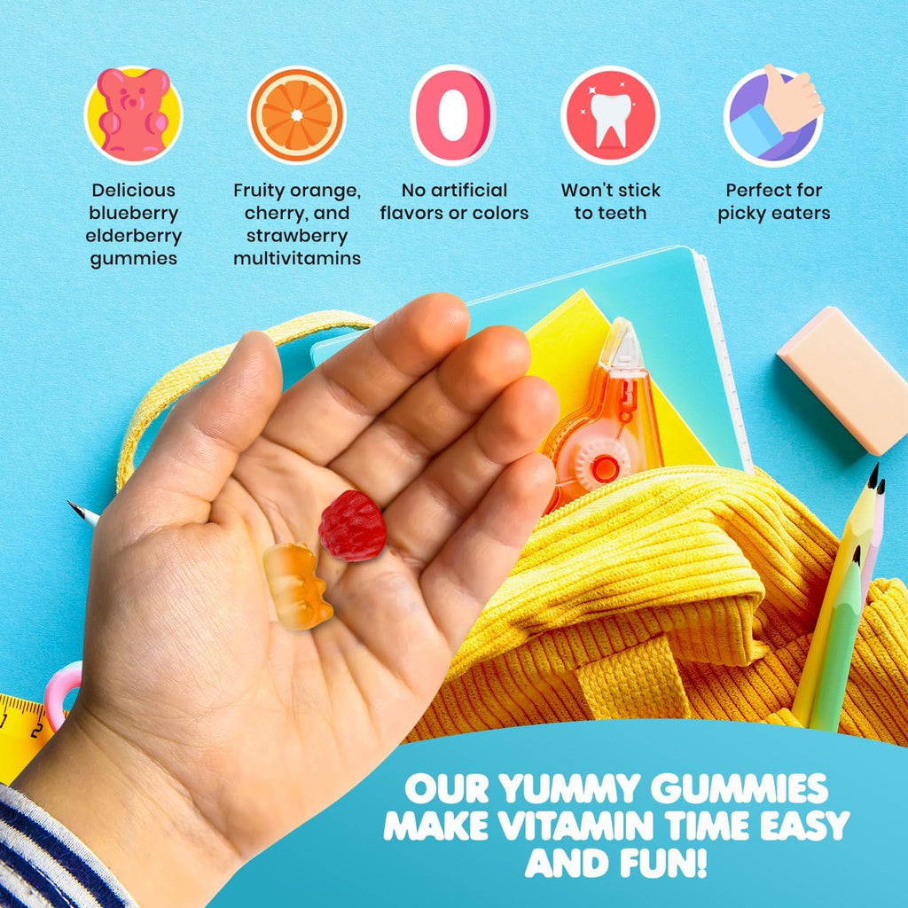 DR. MORITZ Gomitas de Saúco para Niños (60 unidades) y Multivitamínico Infantil en Gomitas (120 unidades) - Pack de 2