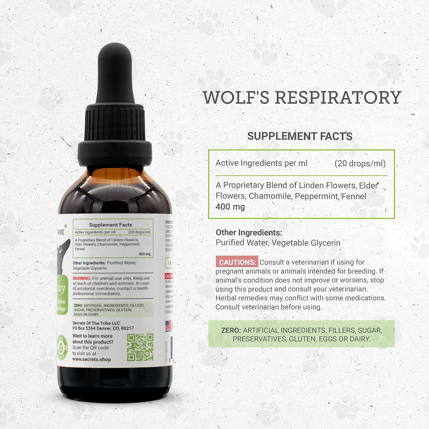 Wolf's Respiratory - Suplemento Herbal Natural para Perros - Extracto sin Alcohol (60 ml)