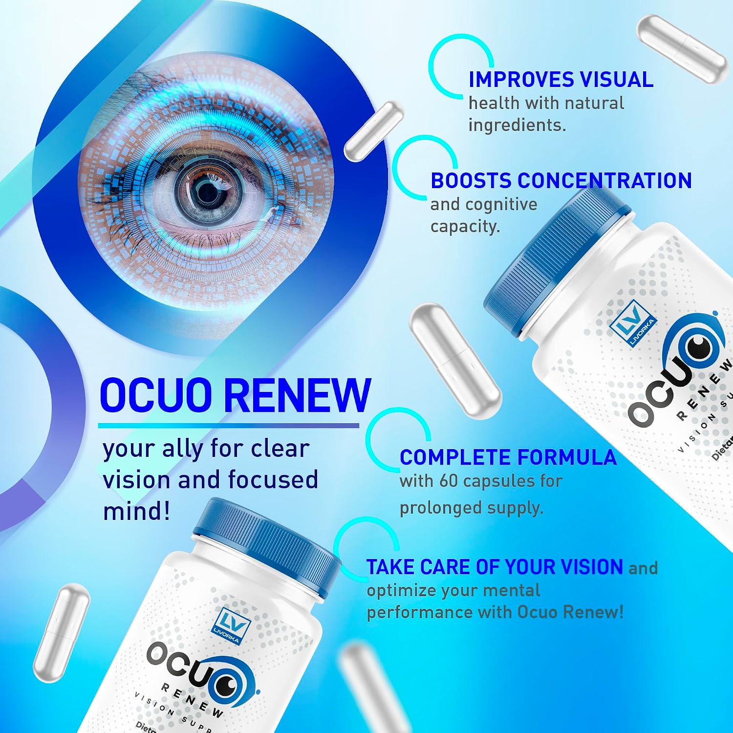 Ocuo Renew Cápsulas (5 Paquetes) - 300 Cápsulas para 5 Meses