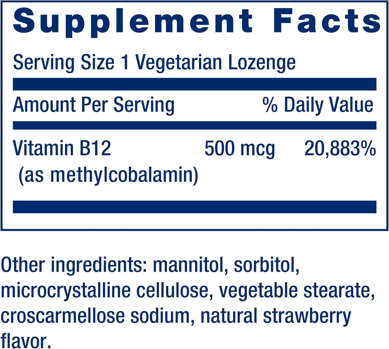 Life Extension Vitamina B12 Metilcobalamina 500 mcg - 100 pastillas veganas