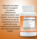 Vital Cell - Natural Anti-Aging Supplement for Men and Women, Supports Circulation and Healthy Organ Function (180 Vegetable Capsules)