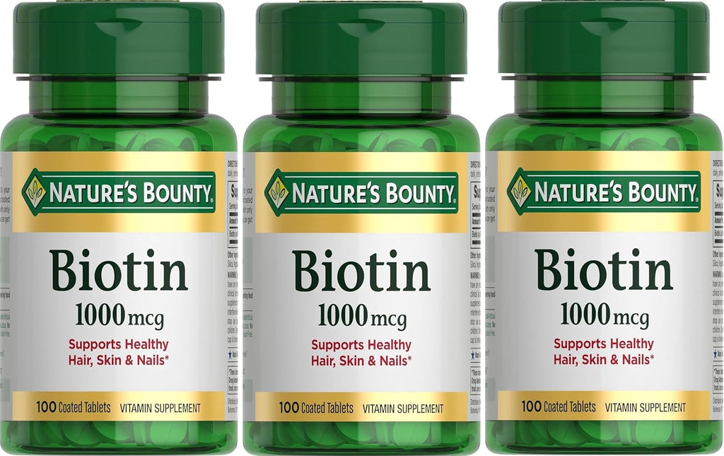 Nature's Bounty Biotina 1000 mcg Comprimidos Sabor Fresa, 100 Unidades (Pack de 3)