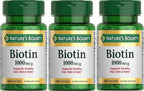Nature's Bounty Biotina 1000 mcg Comprimidos Sabor Fresa, 100 Unidades (Pack de 3)