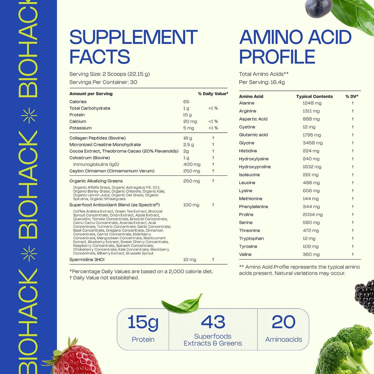 LevelUp Biohack Ageless: Colostrum Collagen Superfoods Antioxidants Spermidine Amino Acids Creatine for Women and Men, Total Body Rejuvenation (Dark Chocolate Cinnamon) - görsel 2