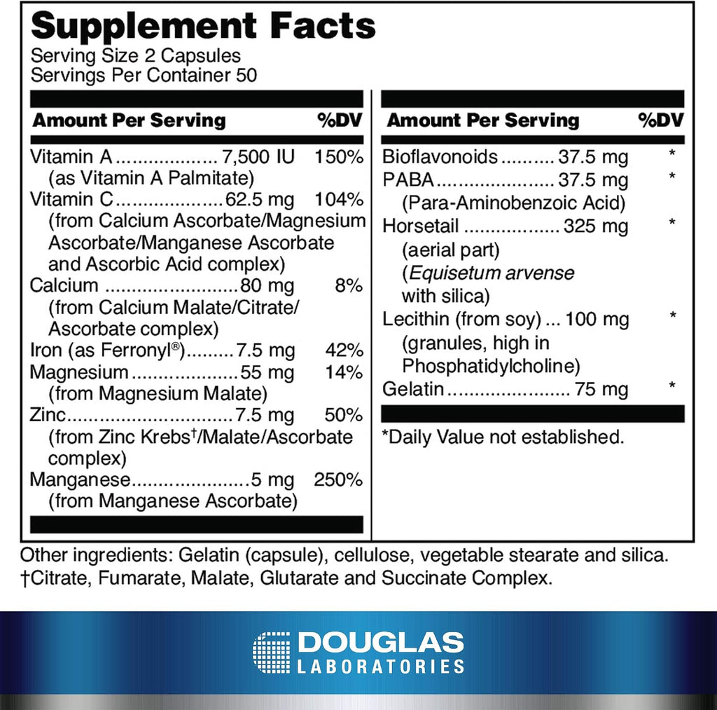 Douglas Laboratories Hair, Skin & Nail Plus - 100 Cápsulas