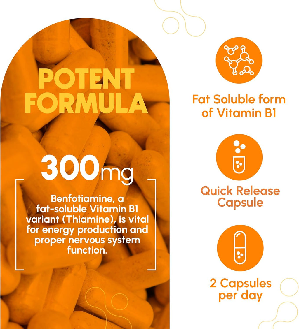 Zenavea Benfotiamina 300 mg – 180 Cápsulas (Suministro para 3 Meses) – Vegano, Sin Gluten, No GMO