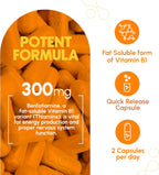 Zenavea Benfotiamina 300 mg – 180 Cápsulas (Suministro para 3 Meses) – Vegano, Sin Gluten, No GMO