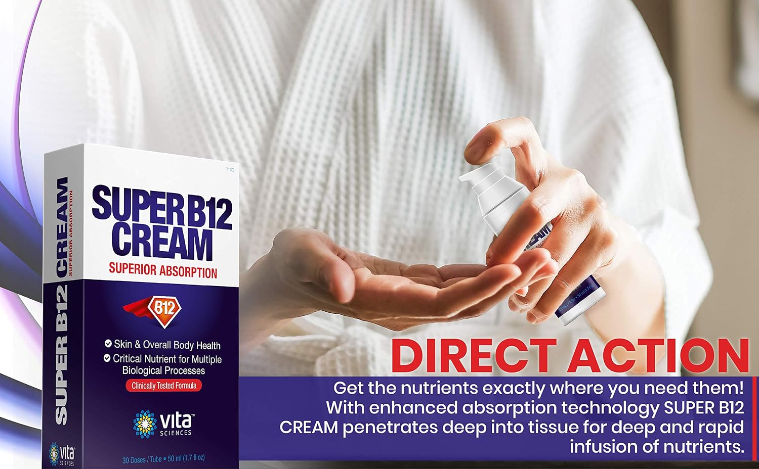 Vita Sciences Super B12 Cream - Crema Tópica de Vitamina B12 con Metilcobalamina Bioactiva