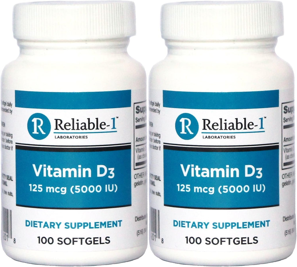 Vitamina D3 Alta Potencia 2000 UI, 100 Softgels por Frasco, Pack de 2
