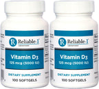 Vitamina D3 Alta Potencia 2000 UI, 100 Softgels por Frasco, Pack de 2