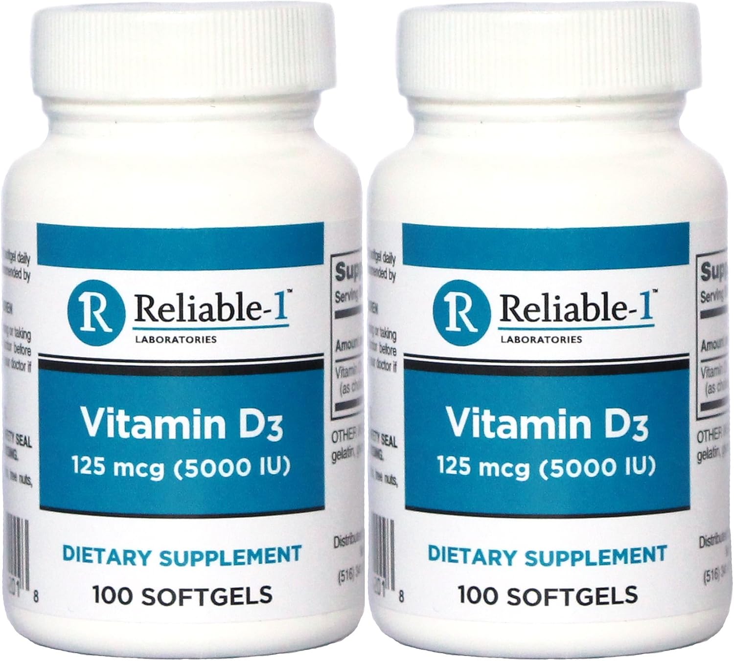 Vitamina D3 Alta Potencia 2000 UI, 100 Softgels por Frasco, Pack de 2