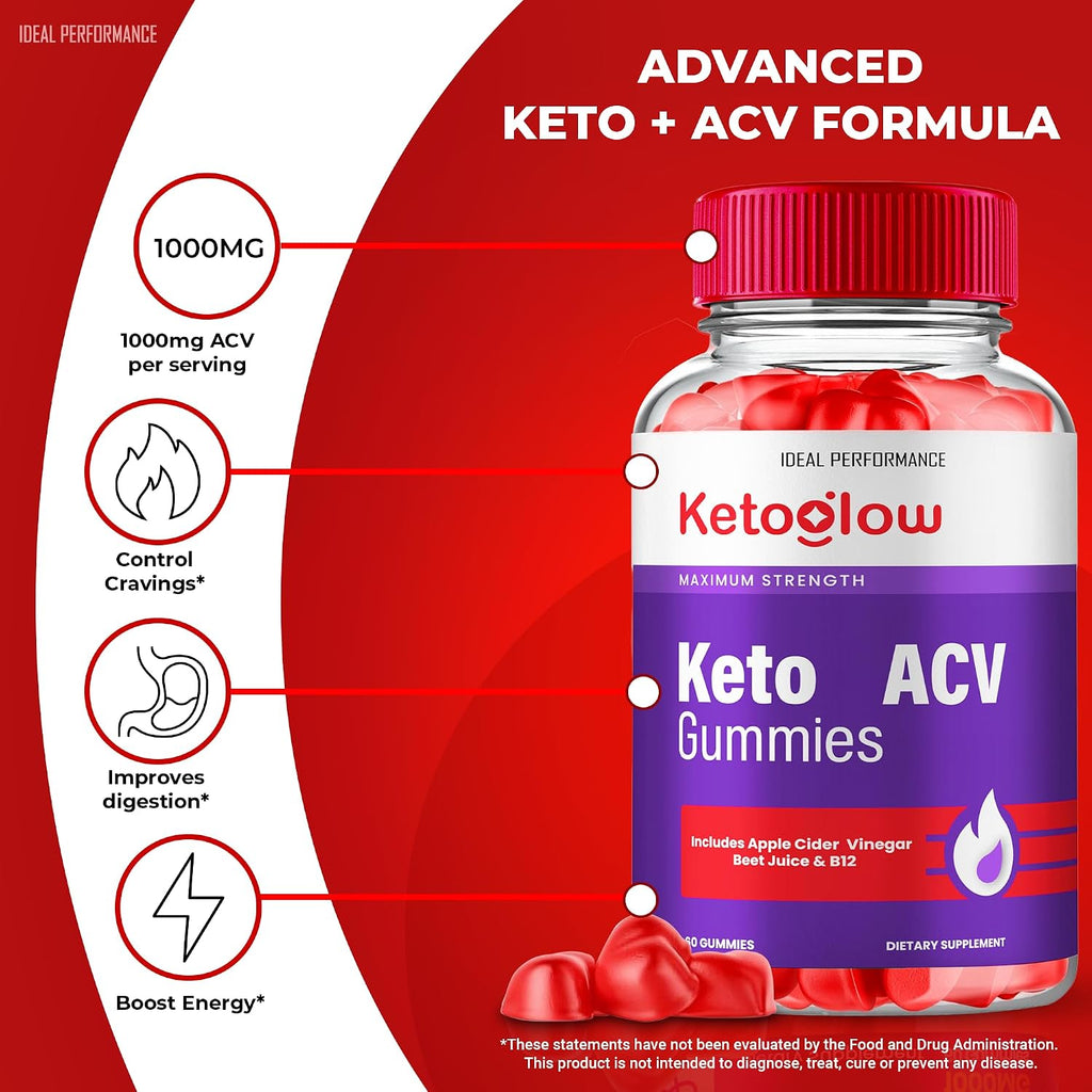 Keto Glow ACV Gummies, Gominolas Keto con Vinagre de Manzana - Fórmula Avanzada (3 Paquetes)