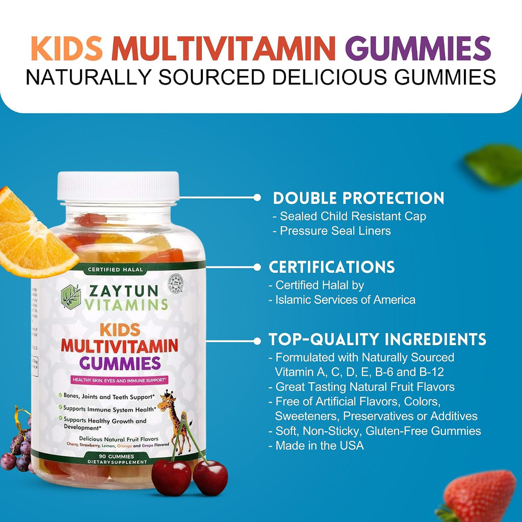 Zaytun Gominolas Multivitamínicas para Niños - 90 unidades, con vitaminas A, C, D, E, B6, B12 y Biotina