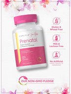 Carlyle Vitaminas Prenatales para Mujeres | 120 Cápsulas | Fórmula Multivitamínica y Mineral con Ácido Fólico | Sin Gluten y No Transgénico