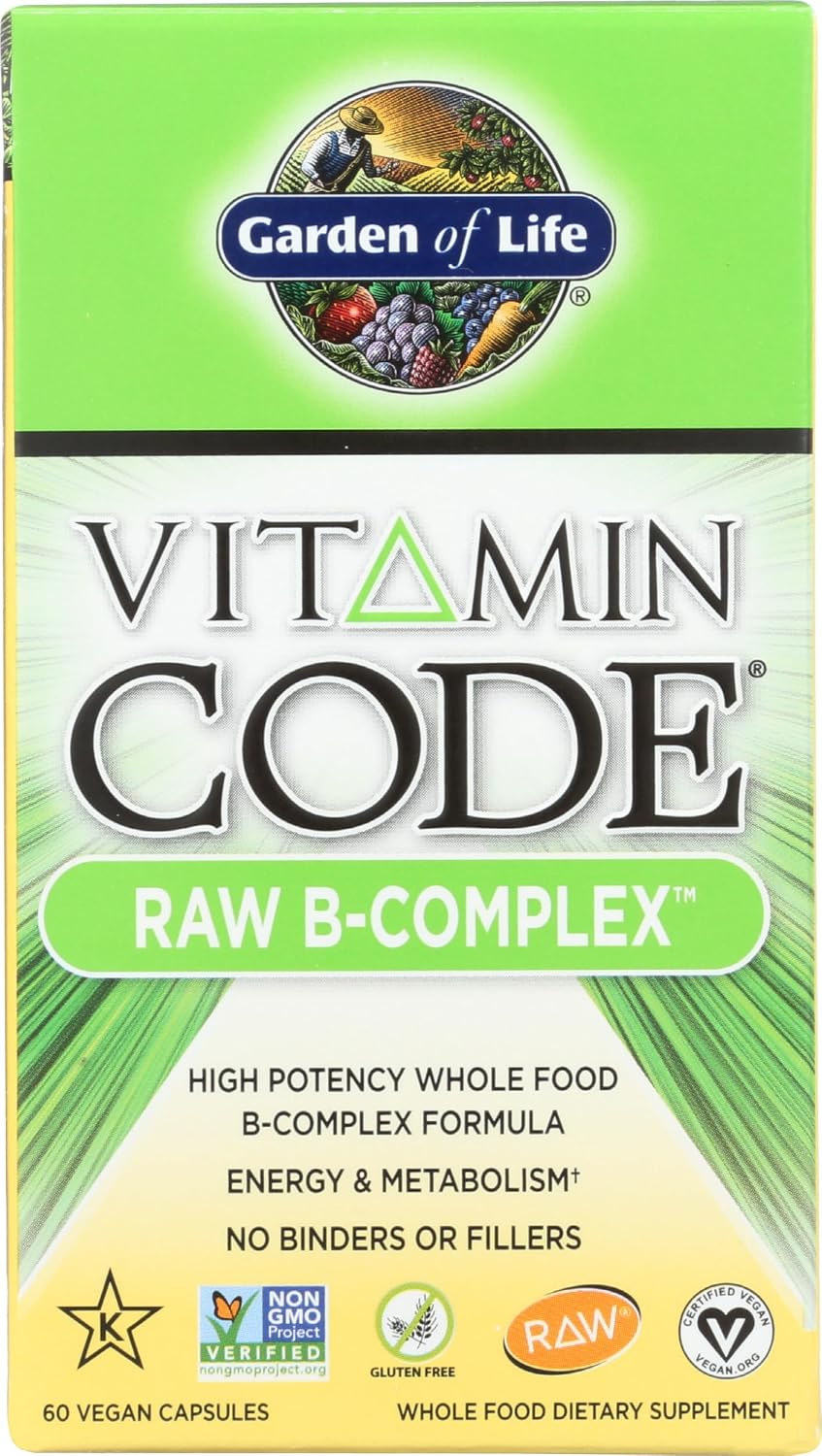 Garden of Life Vitamin Code Raw B Complex - Complejo B Vegano de Alta Potencia, 60 Cápsulas