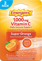 Emergen-C 1000 mg Vitamina C en Polvo con Zinc y Vitaminas B - 2 Sobres Sabor Naranja