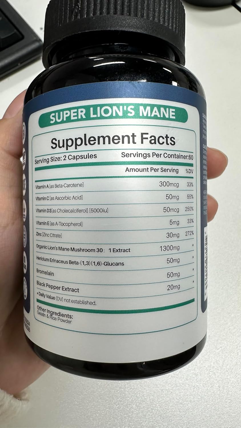 MEGNETA Extracto de Lion's Mane con Pimienta Negra, 120 Cápsulas