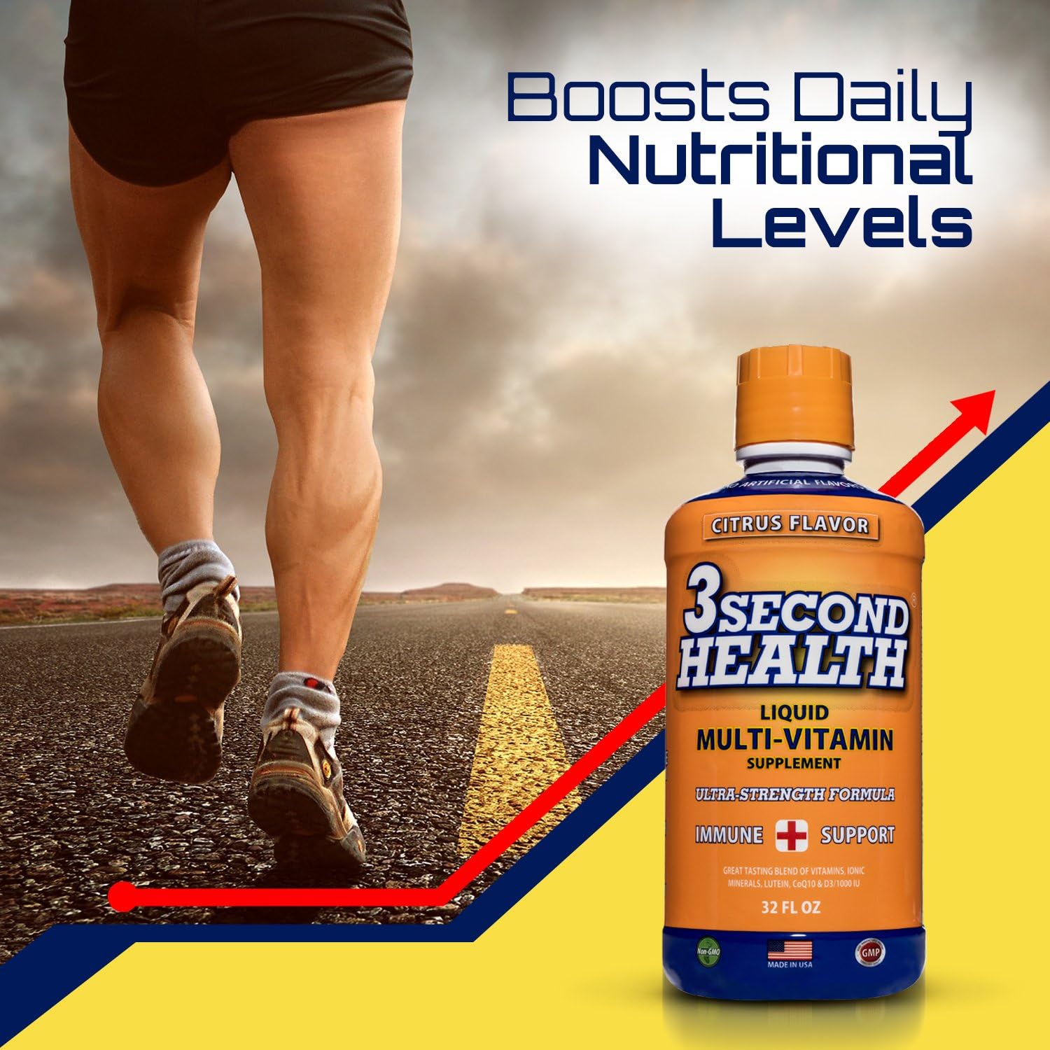 3 Second Health Multivitamínico Líquido - Vegano, Sin Gluten, Sin Soja, 32 Dosis