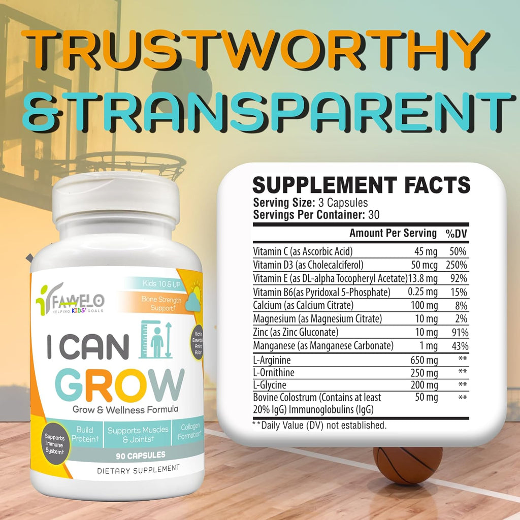 Fawelo I Can Grow (Pack de 2) - para Niños 10+ y Adolescentes | Desarrollo Natural | Huesos, Músculos y Articulaciones | Salud Inmune