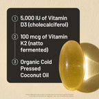 NatureWise Vitamina D3 5000UI + K2 (MK7) 100mcg con Aceite de Coco Orgánico Virgen Extra - 90 Cápsulas Blandas
