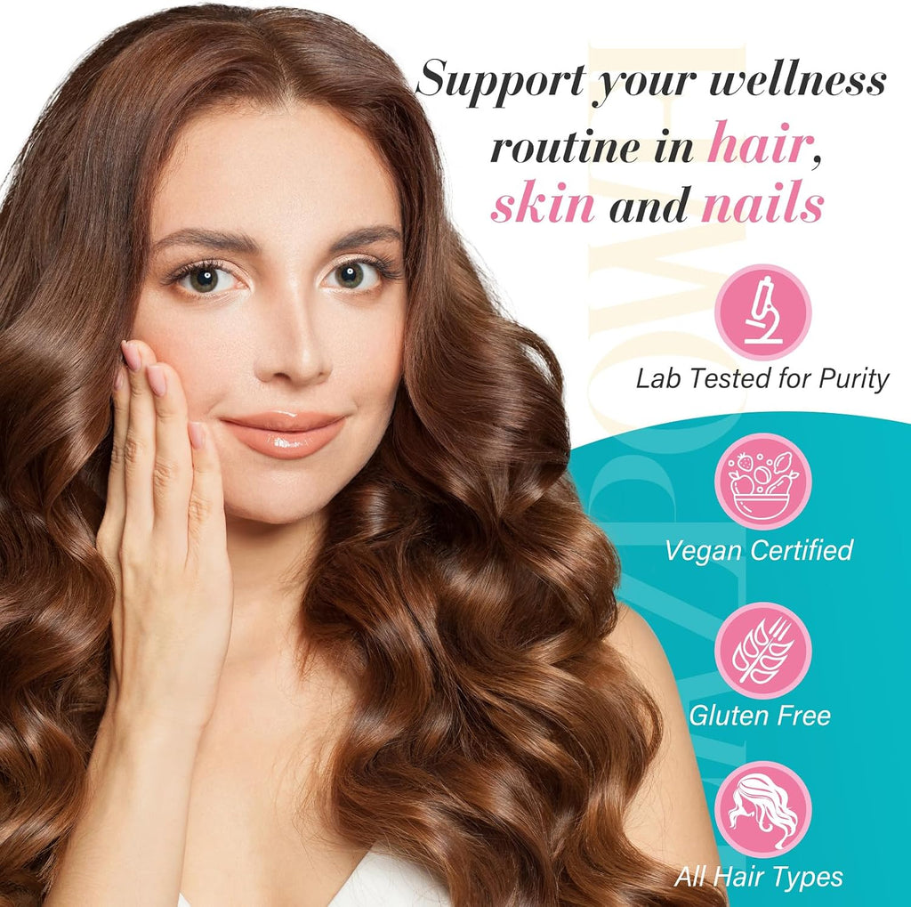 Lazpowfi Biotin Gummies - Gominolas de Biotina para Cabello, Piel y Uñas, Vegano, 60 unidades
