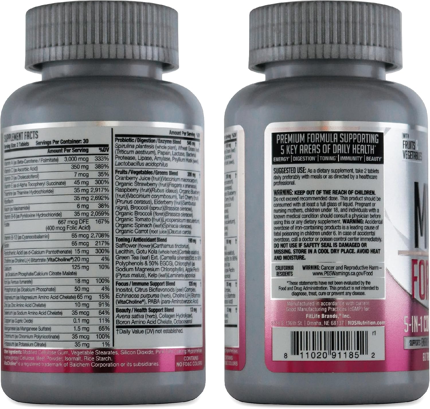 Women's Nutrition MV360 Multivitamínico Completo 5-en-1 - 60 Comprimidos