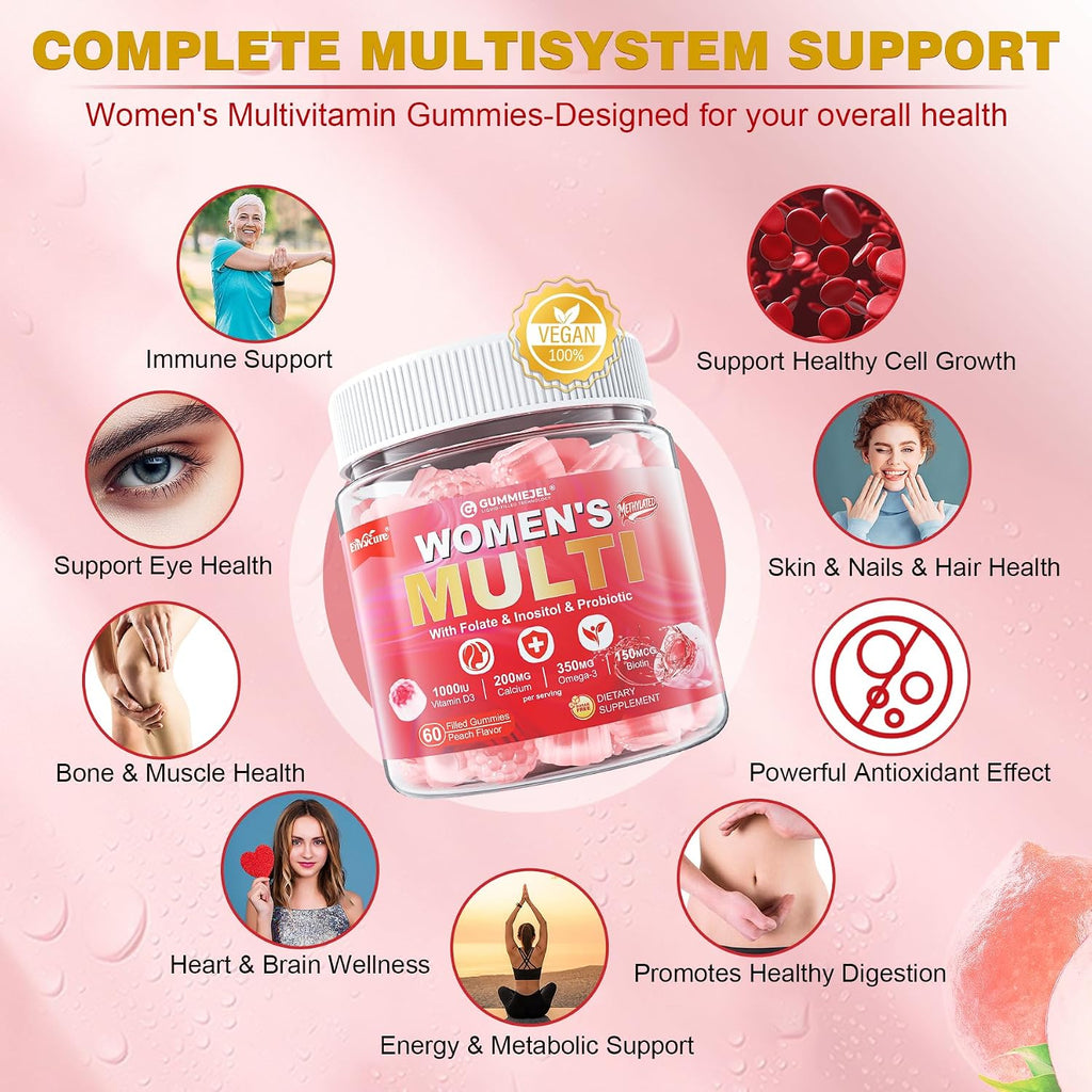 Multivitamínico para Mujeres con Omega-3, Probióticos y Antioxidantes - 60 Gominolas