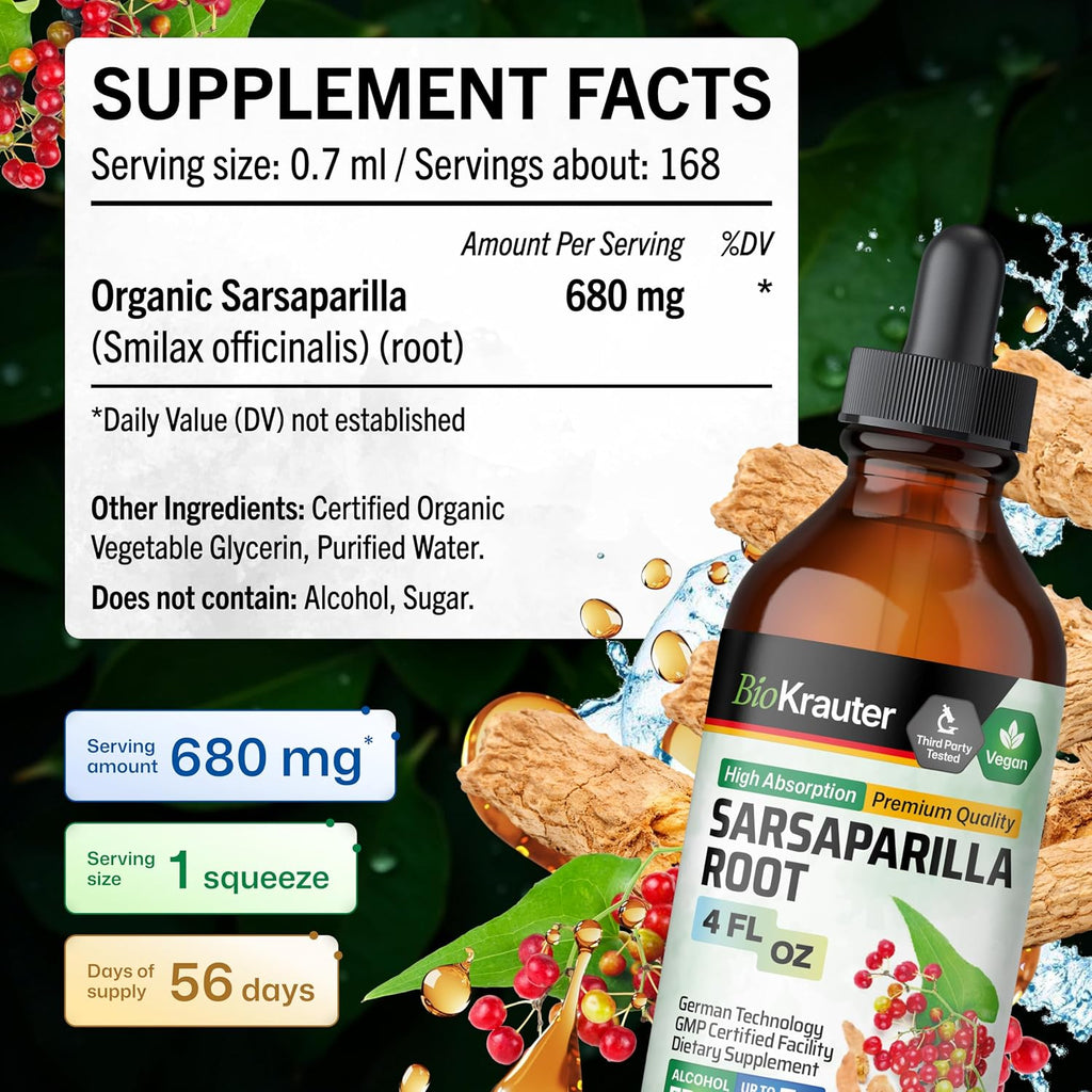 BIO KRAUTER® Extracto de Zarzaparrilla - Apoyo Hepático y Detox Natural 118 ml