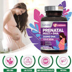 Built by Nature Vitaminas Prenatales para Mujeres - 120 Softgels con DHA y Omega-3, Ácido Fólico, Vitamina C, B12 y Hierro