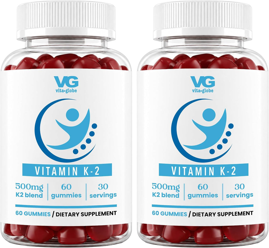 VITA Globe Vitamina K2 Gominolas – 60 unidades, vegano, no transgénico, para huesos y corazón