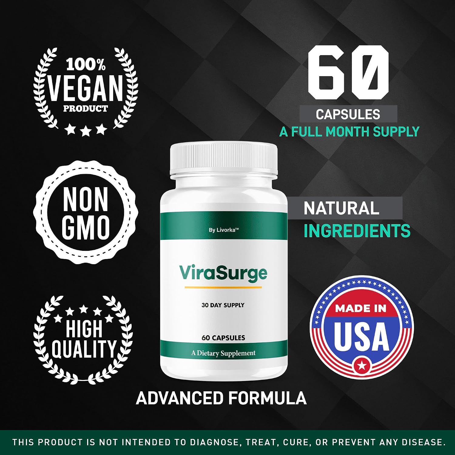 ViraSurge Pills (2 Paquetes) - Suplemento para Hombres, Fórmula Avanzada con Ingredientes Naturales, 120 Cápsulas
