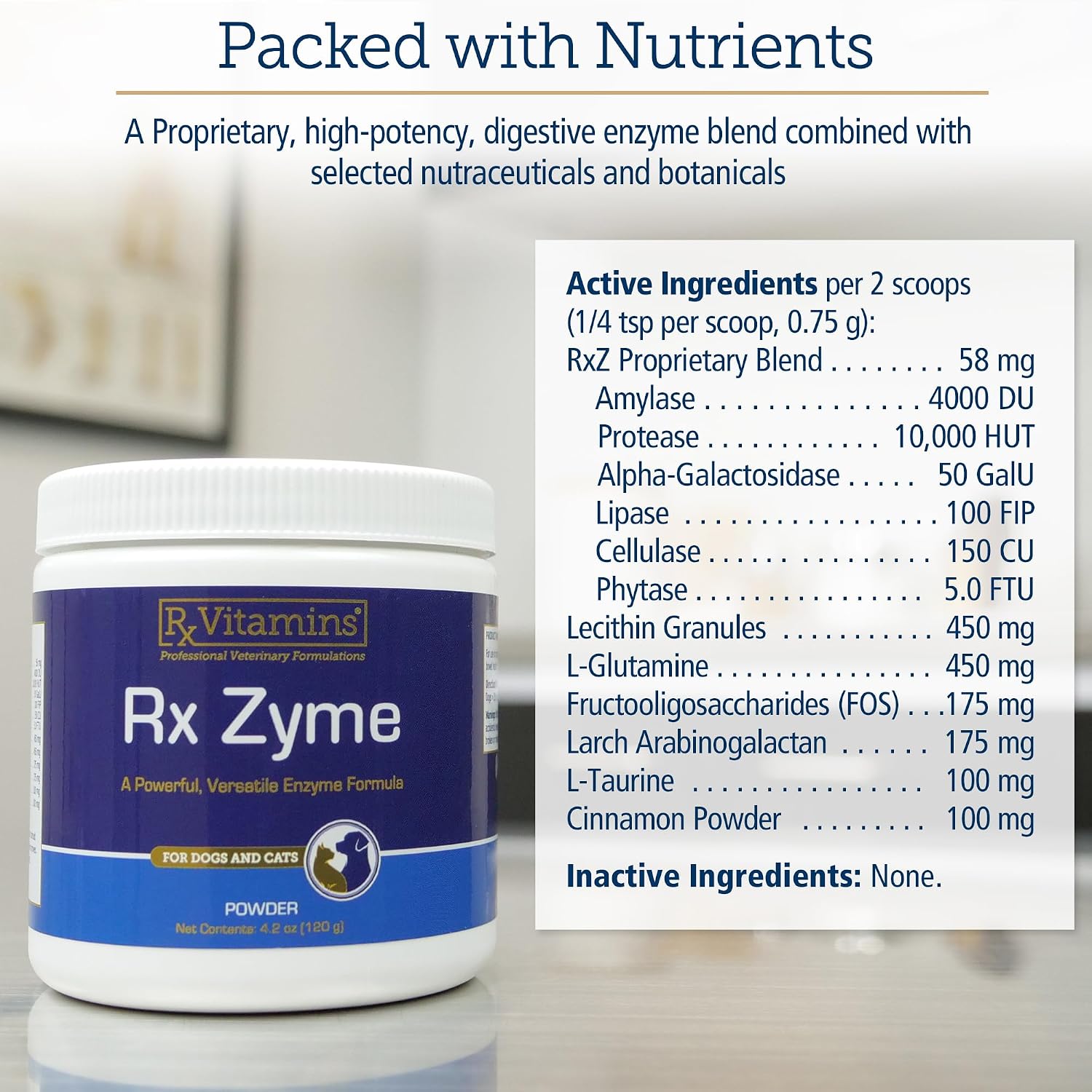Rx Vitamins Rx Zyme Powder - Enzimas Digestivas para Perros y Gatos - 120g