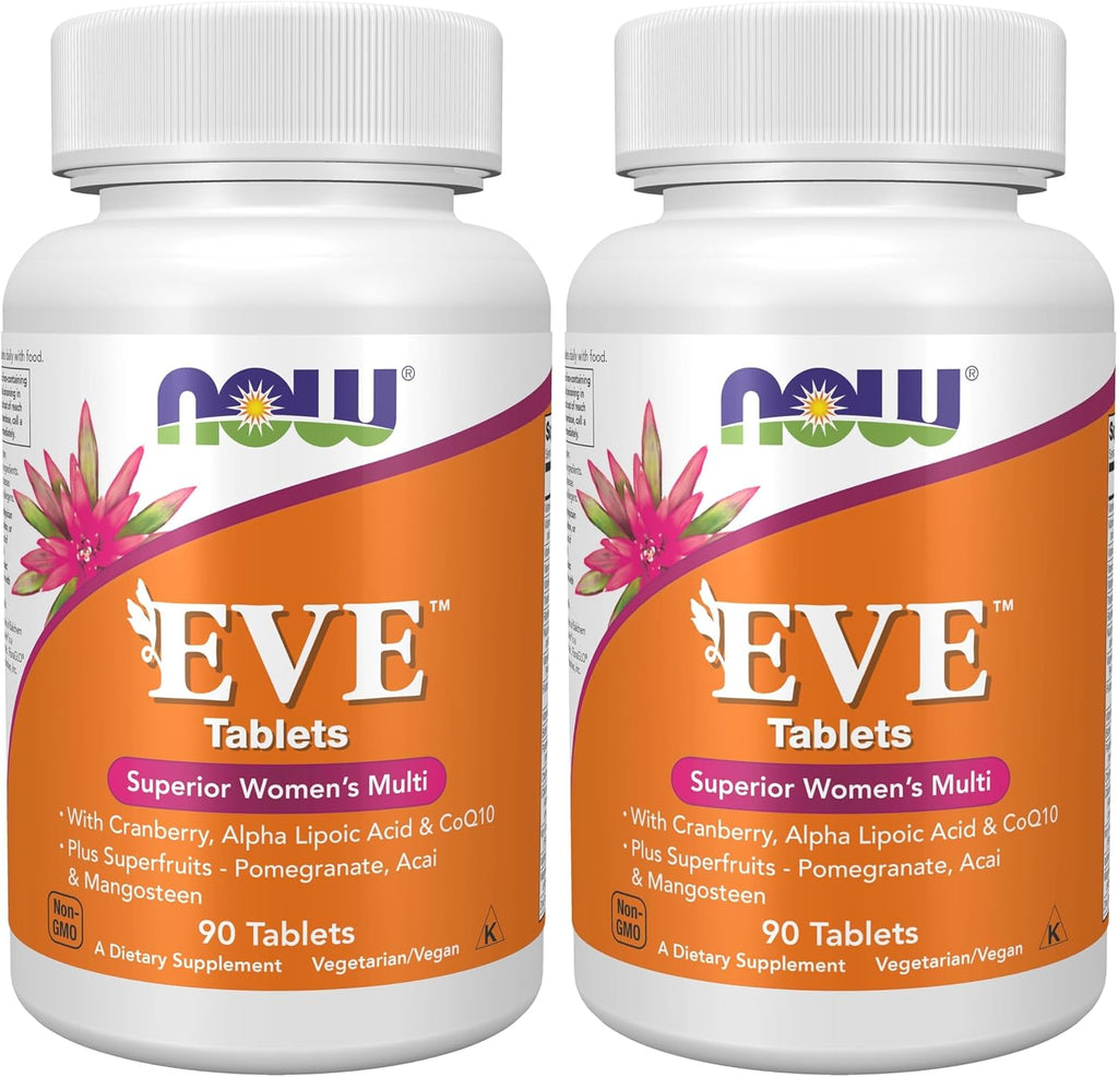 NOW Foods Eve™ Multivitamínico para Mujeres con Arándano Rojo, Ácido Alfa-Lipoico y CoQ10, más Superfrutas - Granado, Acai y Mangostán, 90 Comprimidos