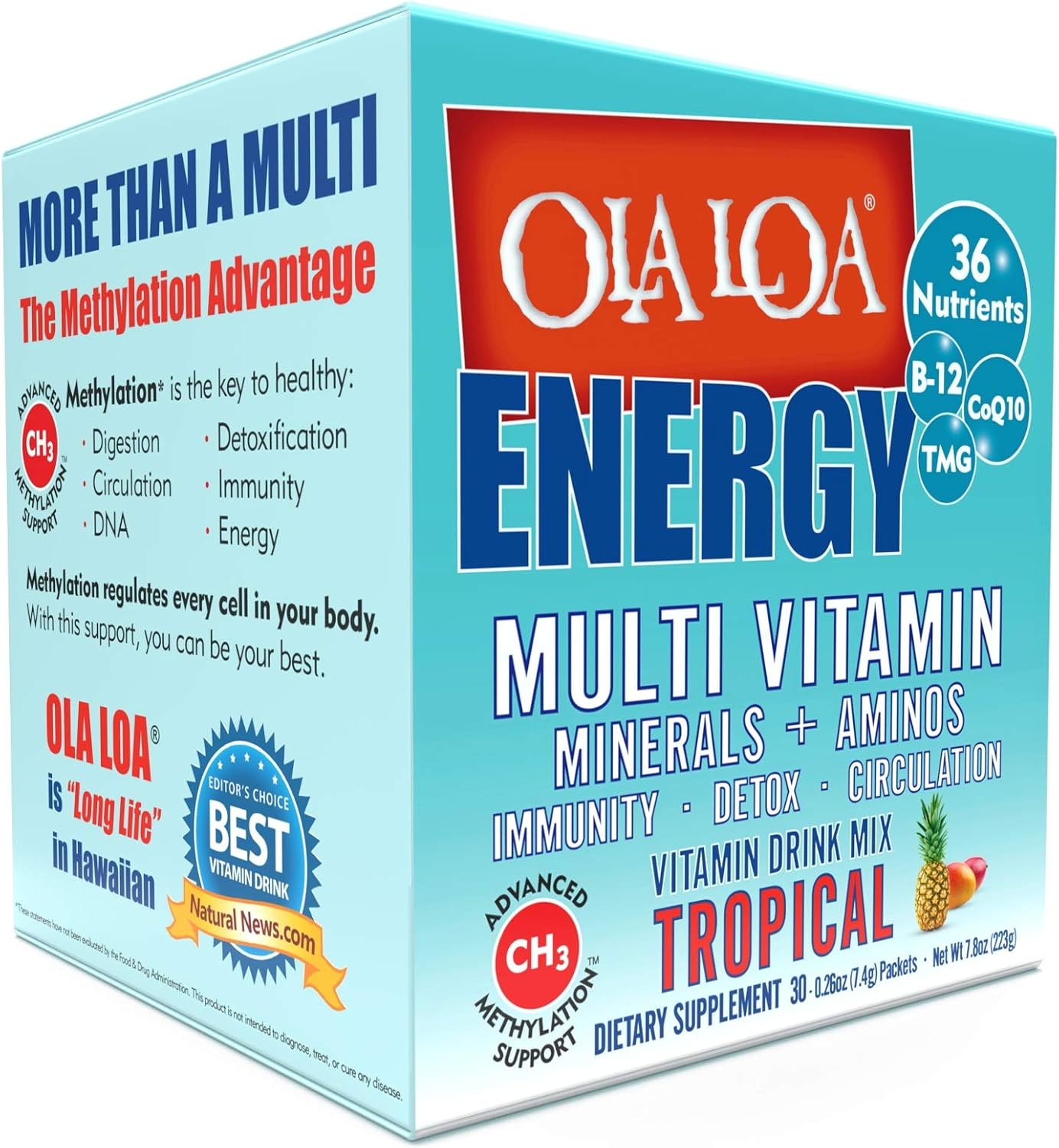 Ola Loa Energy Tropical - Efervescent Powder Multivitamin - 30 Packets (8.25 oz)