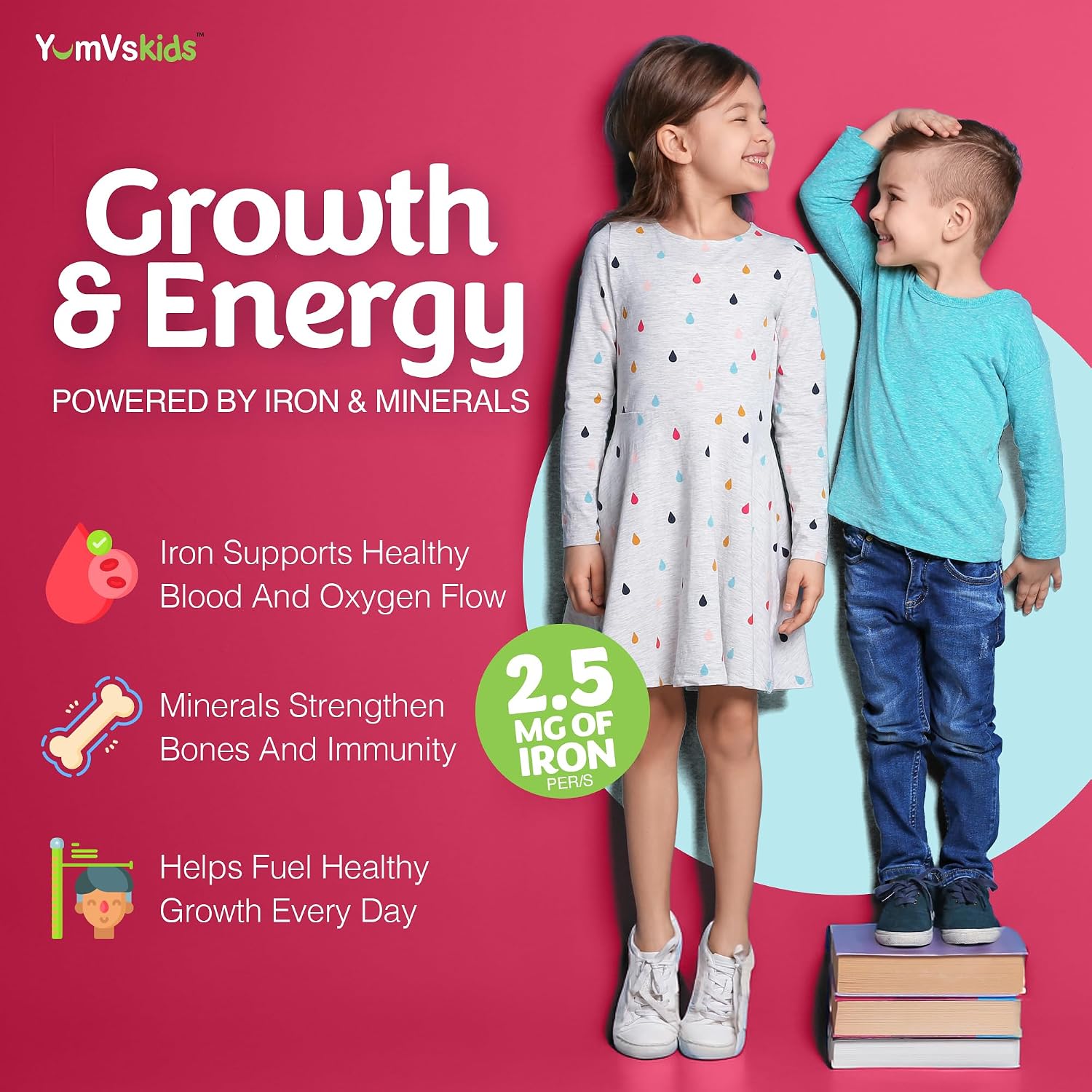 YumVs Multivitamínico Infantil con Hierro y Minerales - Comprimidos Masticables Sabor Uva y Bayas - para Niños de 2+ Años - 120 Comprimidos