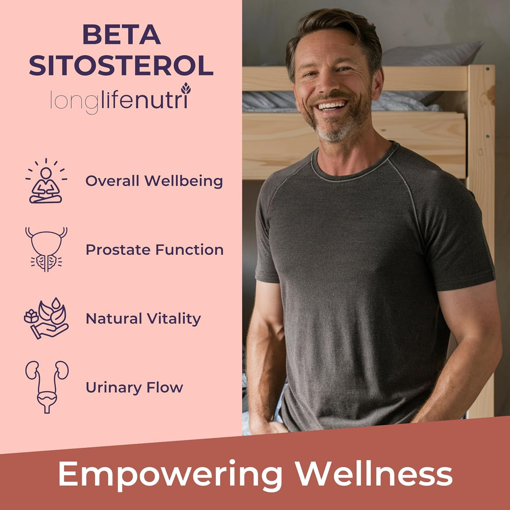 LongLifeNutri Beta Sitosterol 1000mg - Suplemento de Fitoesteroles, 200 Cápsulas Vegetarianas