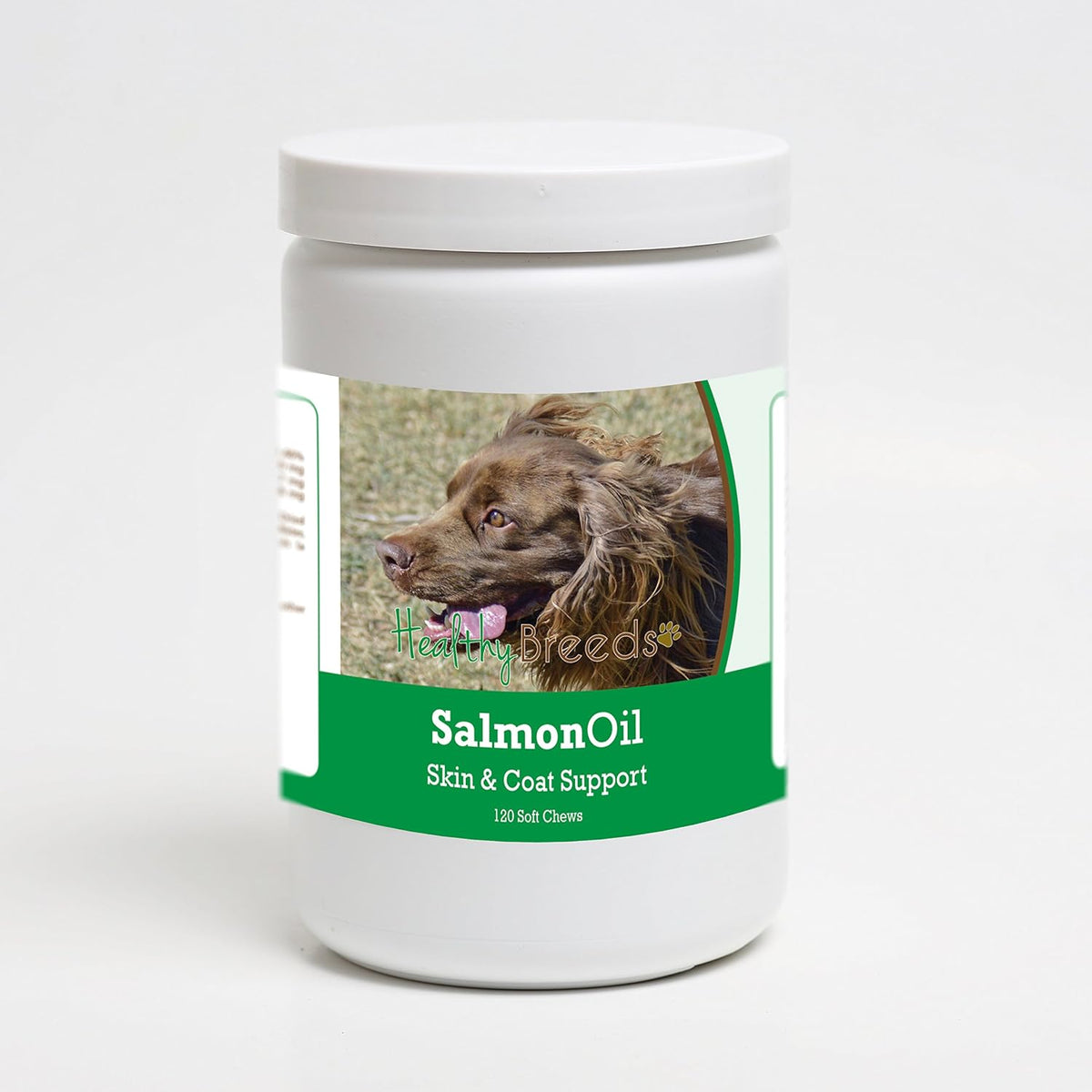 Healthy Breeds Sussex Spaniel Salmon Oil – Piel y pelaje: El EPA y DHA contribuyen a mantener una barrera cutánea – Image 1